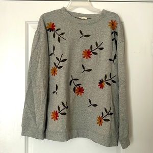 Roofer, grey, floral sweatshirt